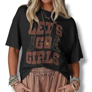 Boutiques Black Western Graphic Let's Go Girls Short Sleeve T-Shirt Small Large